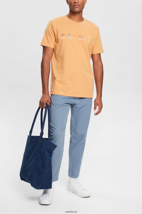 חולצות טריקו il Esprit גברים חולצת טי ג'רסי עם לוגו רקום אפרסק X088P4918