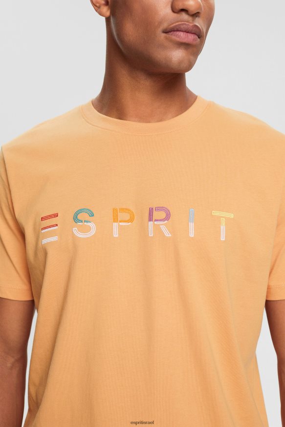חולצות טריקו il Esprit גברים חולצת טי ג'רסי עם לוגו רקום אפרסק X088P4918