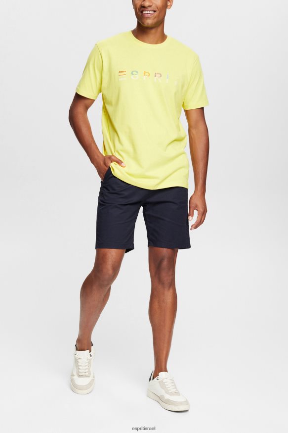 חולצות טריקו il Esprit גברים חולצת טי ג'רסי עם לוגו רקום צהוב בוהק X088P4920