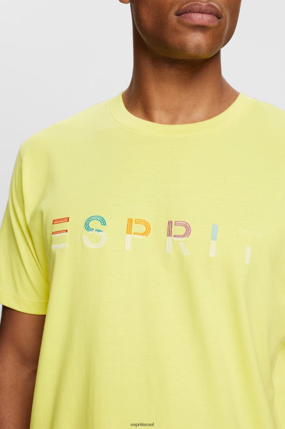 חולצות טריקו il Esprit גברים חולצת טי ג'רסי עם לוגו רקום צהוב בוהק X088P4920